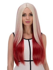 Halloween cheveux perruques Bourgogne Ombre tout droit synthétique perruques longues féminines