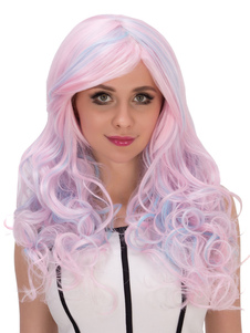 Halloween cheveux perruques deux ton côté Long bouclés frange perruques synthétiques