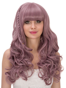 Halloween longues perruques féminines en couches sertis boucles contondant frange perruques synthéti