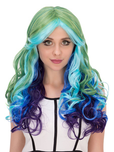 Halloween cheveux perruques multicolore Long bouclés perruques synthétiques féminines
