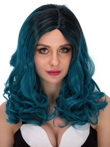 Bouclés Halloween perruques longues côté séparation en couches synthétiques perruques Ombre cheveux 