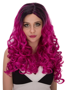 Bouclés Halloween Perruques perruques cheveux synthétiques multicouches longue Ombre féminine en noi