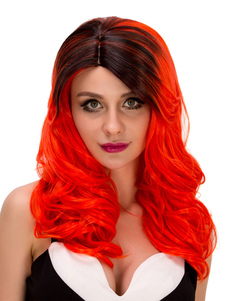 Perruques côté séparation synthétique Ombre perruques Halloween cheveux bouclés féminin de Long roug