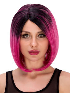 Perruques de cheveux synthétiques droites Boycut Ombre Halloween Perruques courtes féminines
