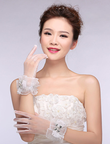 Gants Gants en tulle ivoire du dîner de répétition Longueur de poignet