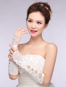 Gants Mitaines Tissu de satin ivoire du dîner de répétition Longueur de coude