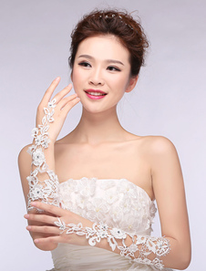 Gants Mitaines en dentelle ivoire du dîner de répétition Longueur de coude