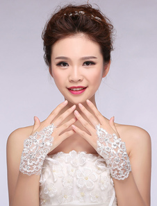 Gants Mitaines en dentelle ivoire du dîner de répétition Longueur de poignet