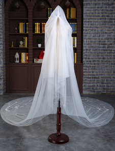 Voile 2 couches en tulle avec dentelle forme de cascade