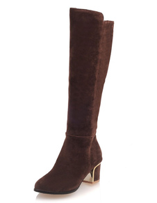 Bottes à talons épais en micro daim unicolore