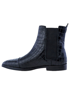 Boots pratiques homme en cuir noir à motif crocodile