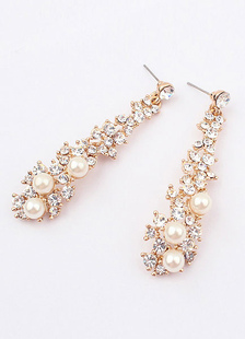 Boucles d'oreilles Boucles d’oreilles pendantes de bal métallique or rhinestone rond