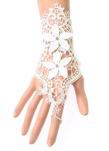 Gants gants en dentelle blanc fête de mariage