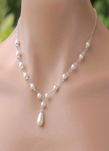 Collier de mariée fausse perle blanc de plage