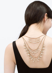 Collier de mariée fausse perle blanc de plage