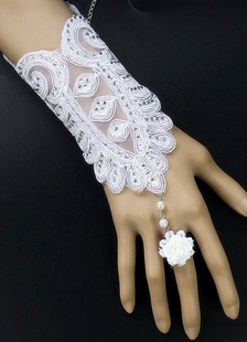 Mariage fingerless gants dentelle perles Rose pailletés poignet gants de mariée longueur
