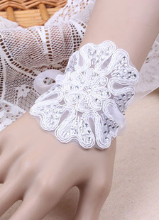 Dentelle mariage gants sans doigts blanc strass paillettes poignet gants de mariée longueur