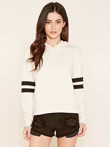 Sweater activewear en fibres de coton unicolore avec cordon vêtements journaliers à capuche