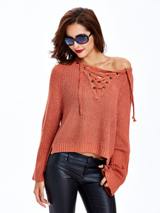 Chic femme pull mode vert forêt unicolore creusé coupe asymétrique manches longues