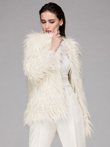 Manteau fausse fourrure Ivoire Jewel 3/4-Length manches surdimensionné manteau d’hiver