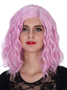 Rose de Halloween Perruques épaule ondulées longueur côté séparation perruques de cheveux féminines