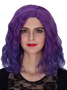 Halloween cheveux perruques Ombre pourpre épaule ondulées longueur perruques synthétiques féminines