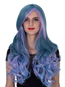 Halloween perruques longues Royal Purple Ombre cheveux synthétique bouclés perruques femmes