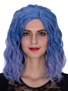 Halloween cheveux perruques Ombre Bleue ondulée épaule longueur perruques synthétiques féminines