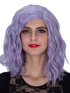 Perruques ondulées Royal Purple épaule longueur côté synthétique Parting perruques de cheveux fémini
