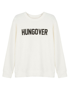 Pull sportwear en coton mélangé blanc imprimé lettres col rond