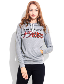 Sweater activewear en coton mélangé gris imprimé lettres avec cordon col rond
