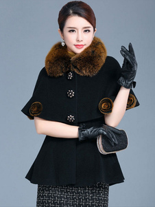 Magnétique manteau d'hiver femme synthétique unicolore avec poches plissé col à revers