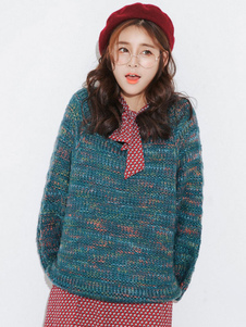 Attrayant pull féminin casual noir unicolore manches chauve-souris manches longues