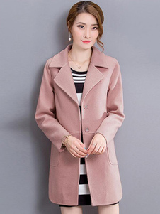 Éblouissant manteau femme synthétique unicolore avec poches vêtements journaliers thermique revers c