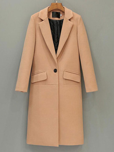 Magnétique manteau Laine de plaine kaki unicolore avec poches revers cranté