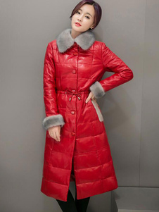 Énigmatique manteau femme en PU unicolore avec poches vêtements journaliers thermique col large