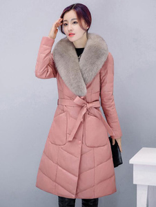 Éblouissant manteau femme en PU unicolore en fausse fourrure vêtements journaliers thermique