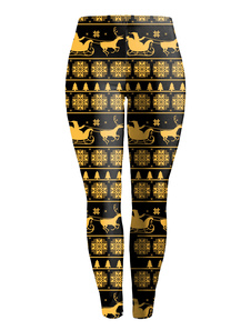 Populaires leggins féminins jaunes casual en rayonne impression