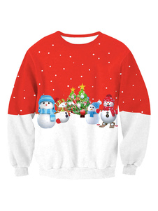 Sweater de sport en terry Magenta motif de noël convenable col rond