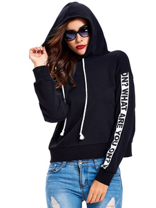 Sweater activewear en coton mélangé noir impression imprimé fleuri à capuche