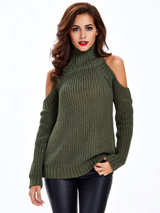 Doux pull pour femme rose unicolore creusé détail épaules ouvertes manches longues