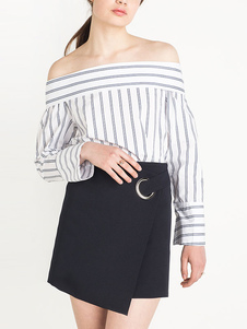 Blouse femme mode en coton blanc avec rayure