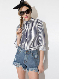 Blouse femme style urbain en polyester blanc avec rayure pendentif étoile