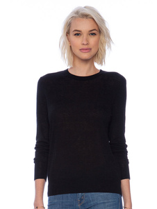 Doux pull pour femme casual noir unicolore avec tricot manches longues
