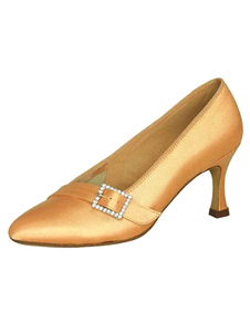 Magnétiques chaussures danse latine en satin à talons aigus mocassin unicolore et bout rond