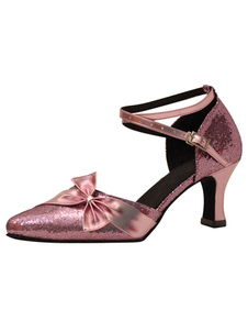 Pratiques chaussures de danse latine Paillette rose à talons aigus courroie ajustable unicolore et b