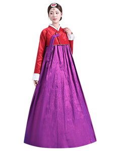 Satin bicolore longue jupe ensemble Halloween Corée Costume robe traditionnelle des femmes en 2 pièc
