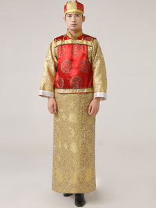 Chinois de Halloween Costume antique Qing Prince Robe Costume costume masculin jaune