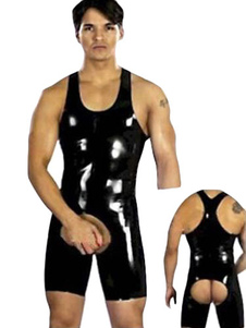 Vêtement de zentai noir Collants PVC