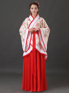 Chinois de Halloween Costume Déguisements Han antique Costume jupe longue Satin rouge ensemble en 3 